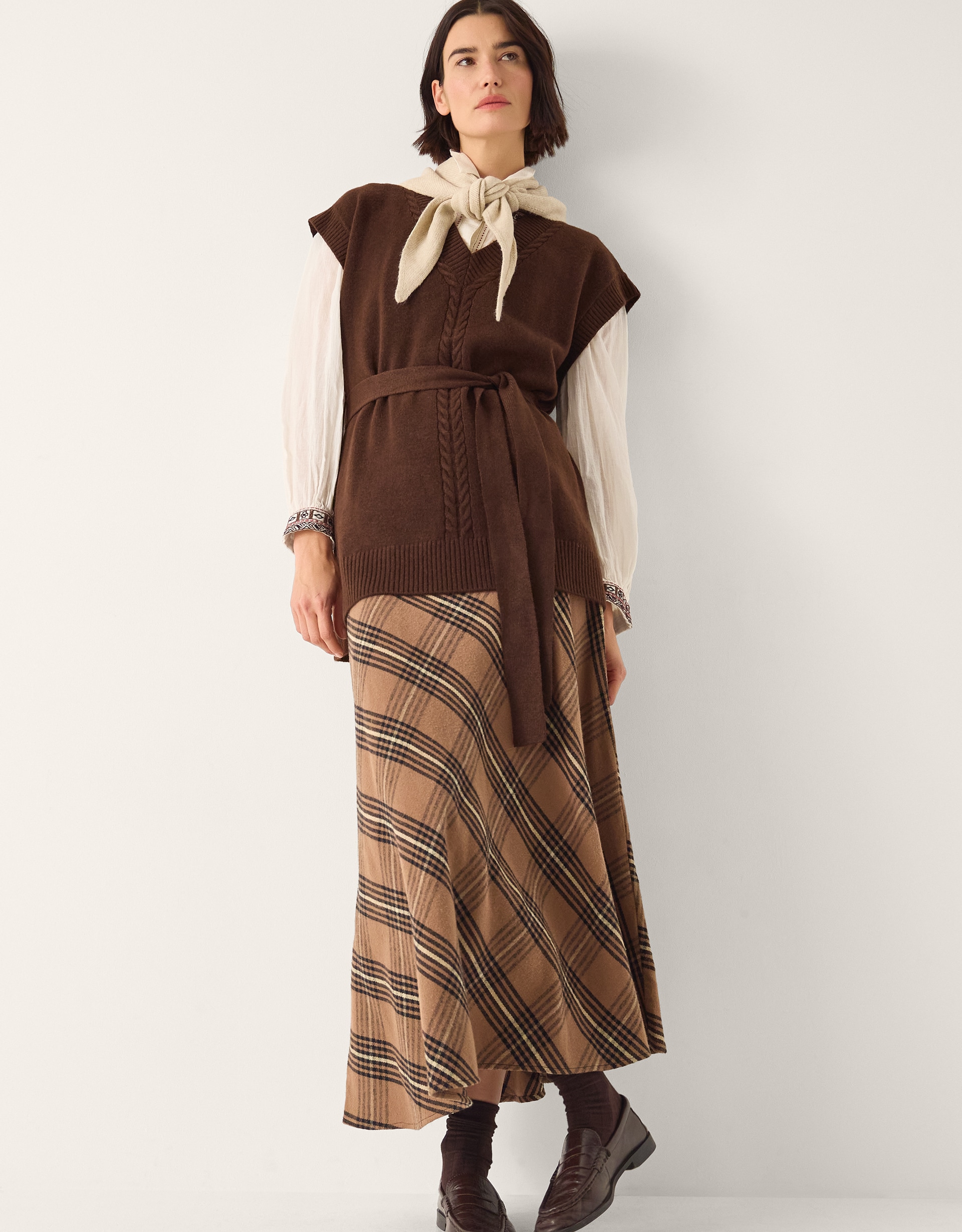 Monsoon Cohen Tie Waist Cable Knit Vest