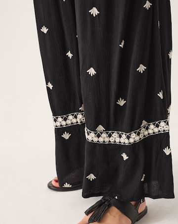 Monsoon Embroidered Wide Leg Trousers