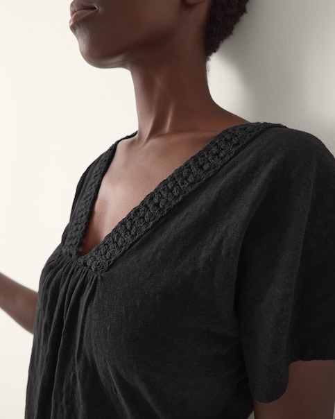 Monsoon Amaya Crochet V-Neck T-Shirt