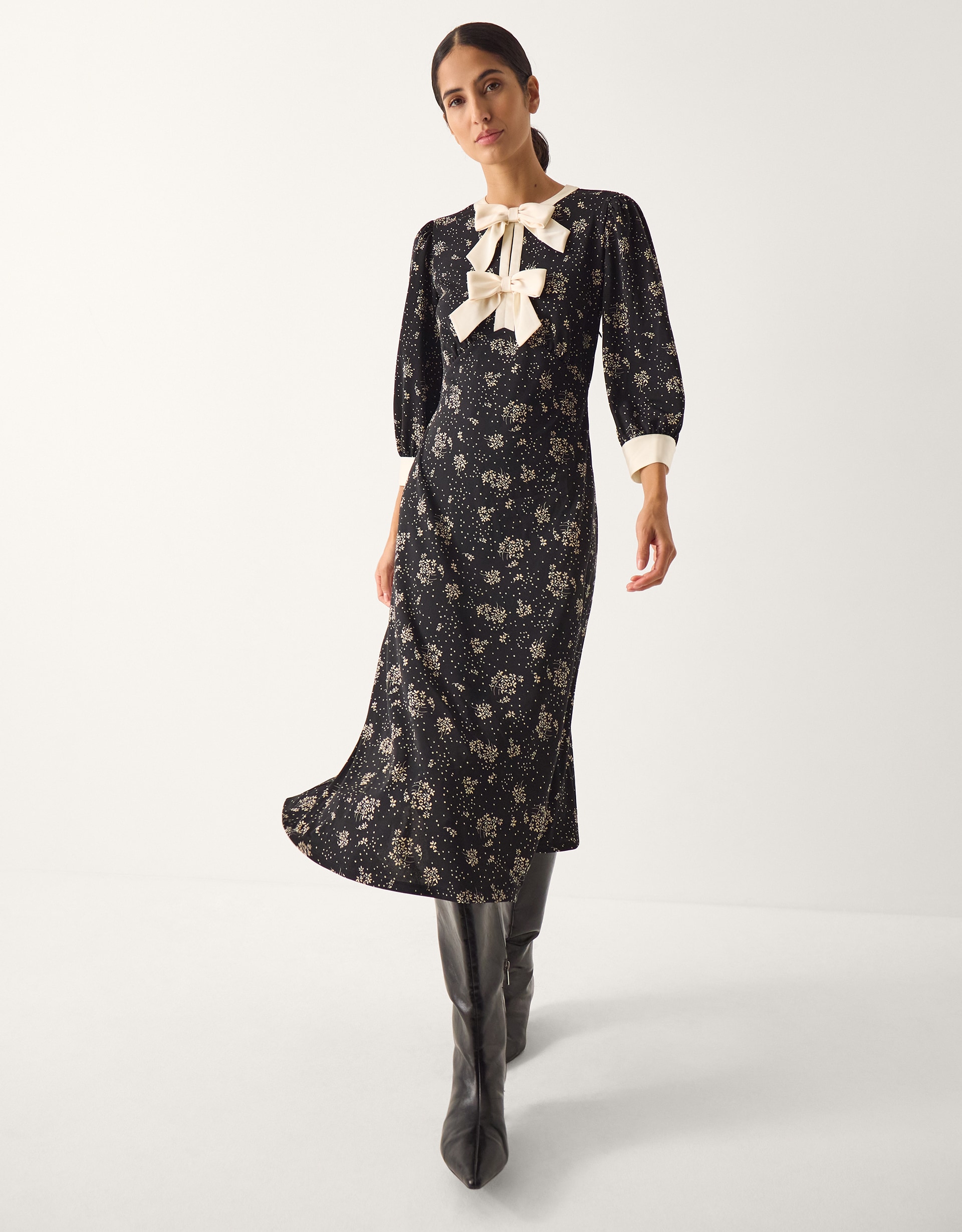 New In - Monsoon Dotty Floral Jersey Midi Dress