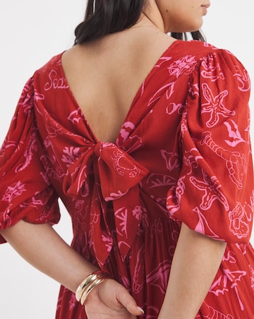 Pink Print Crinkle Skater Dress