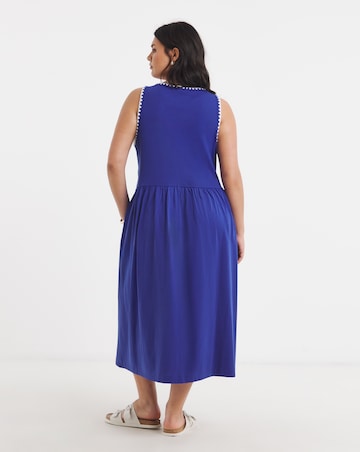Jersey Mix Midi Dress With Whipstitch