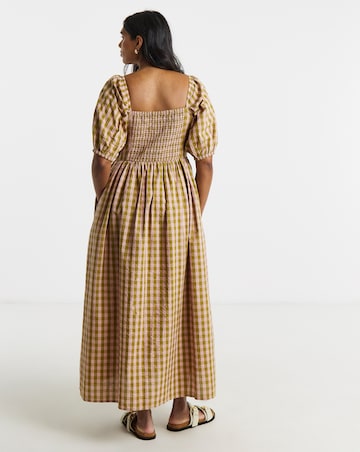 Gingham Seersucker Midi Dress