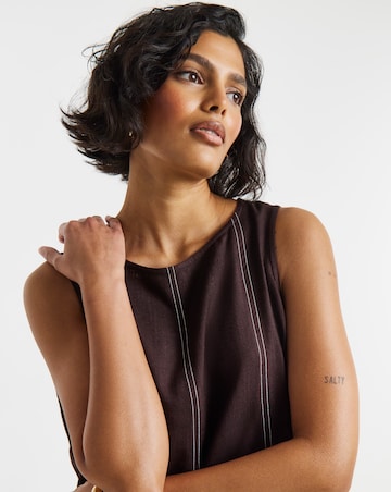 Linen Swing Dress With Ecru Stitching