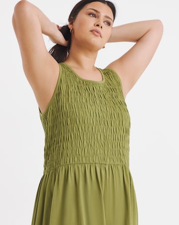 Shirred Jersey Midi Dress