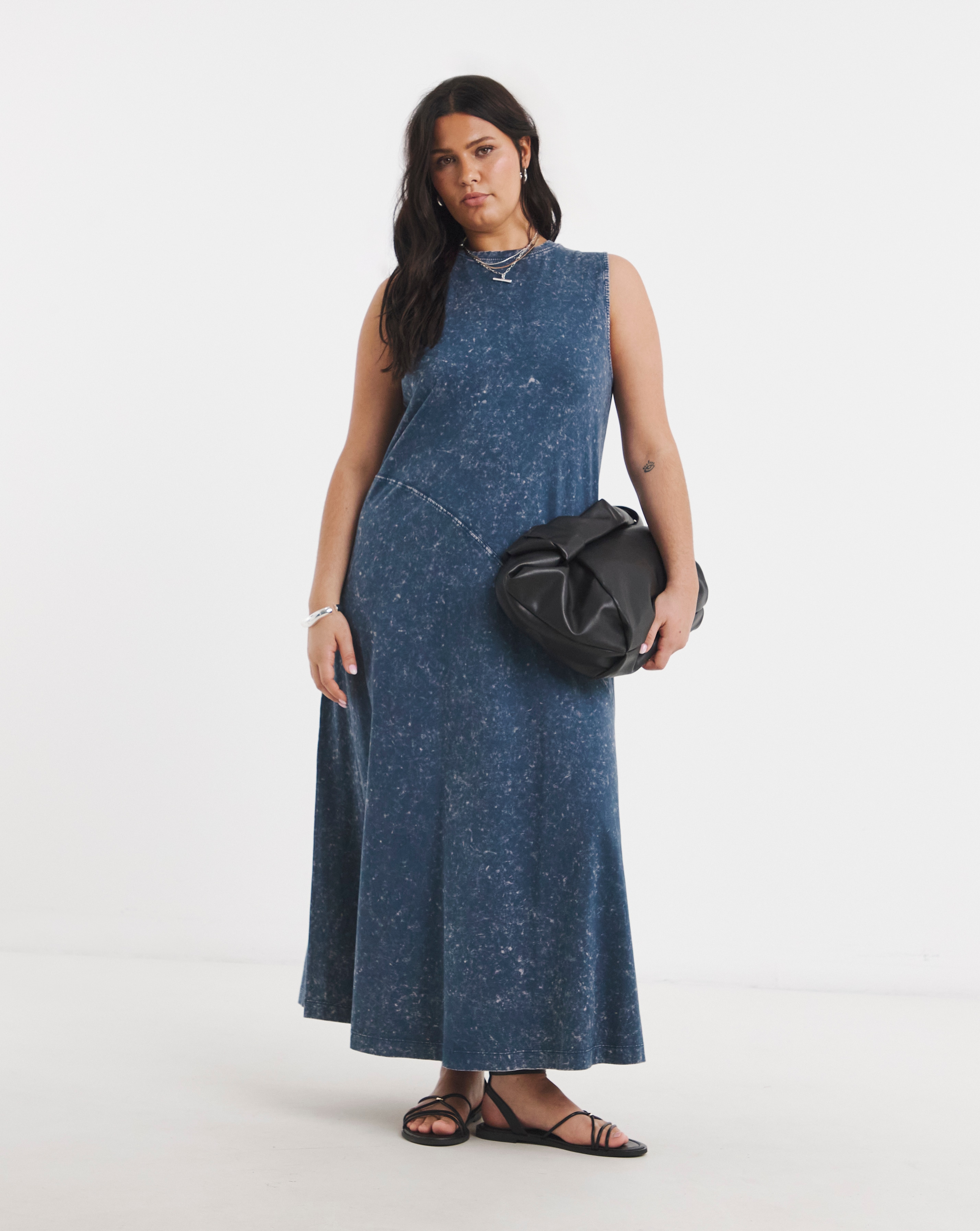 New In - Trapeze Acid Wash Maxi Dress