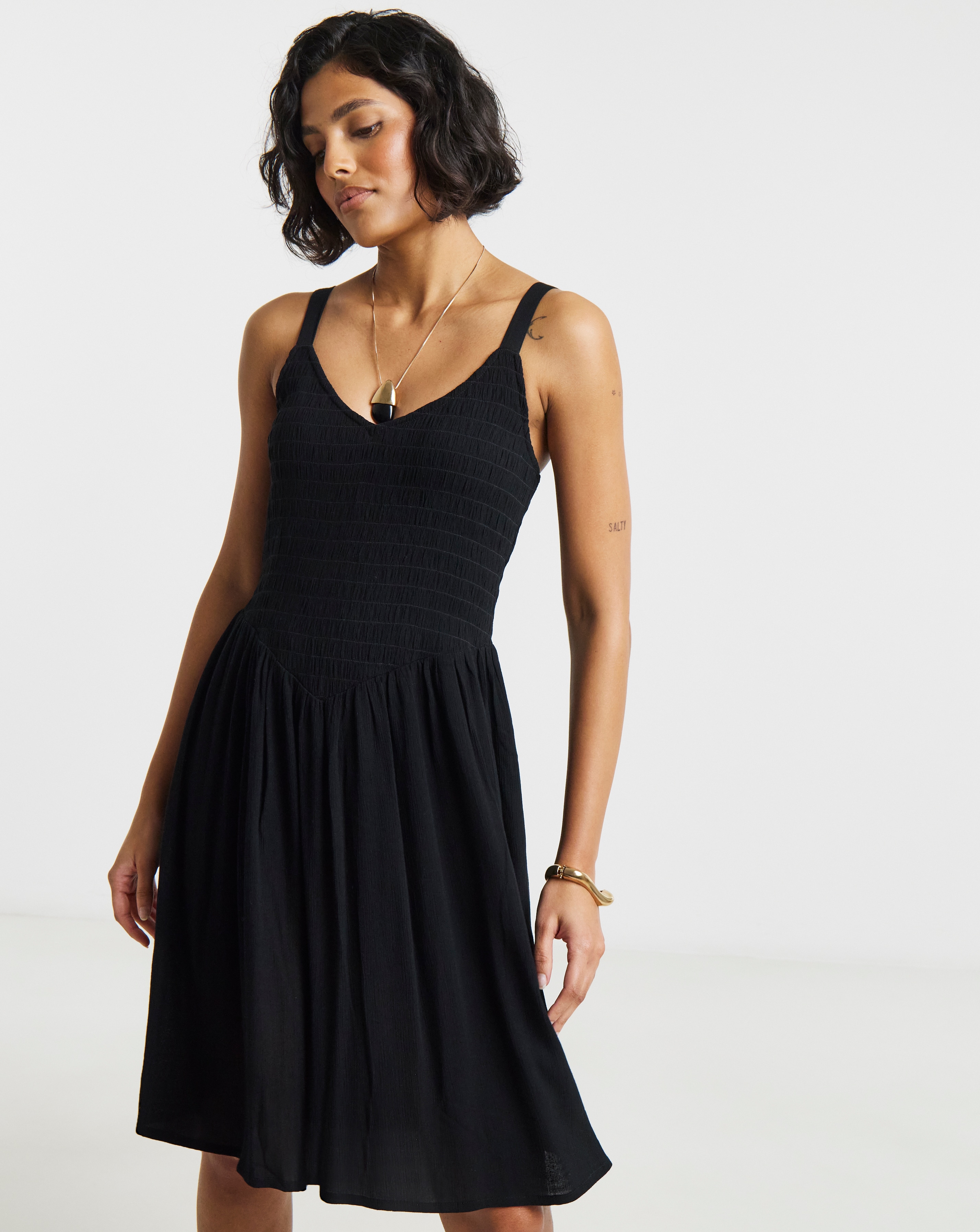 New In - Crinkle Waist Detail Skater Dress