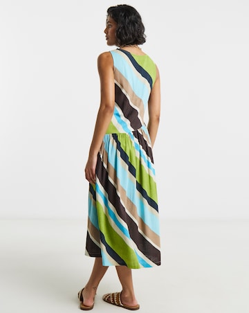 Stripe Linen Midi Dress