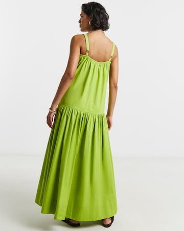 Chartreuse Cotton Drop Waist Dress