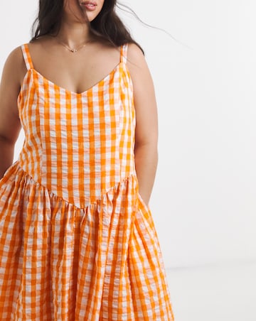 Gingham Waist Detail Midi Dress