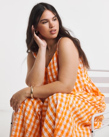 Gingham Waist Detail Midi Dress