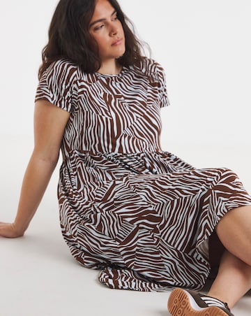 Zebra Print Supersoft Midi Dress With Pockets