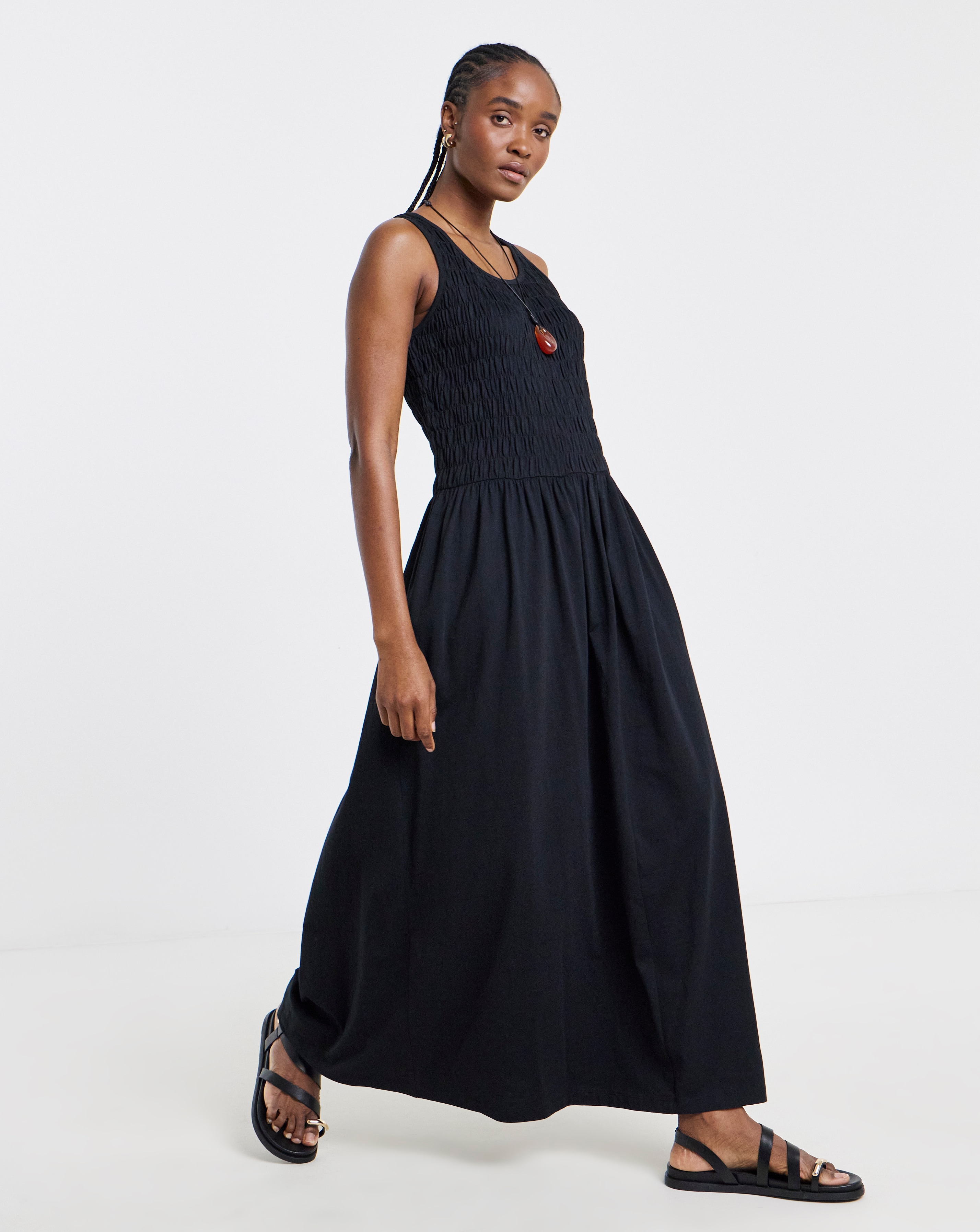 New In - Shirred Jersey Midi Dress