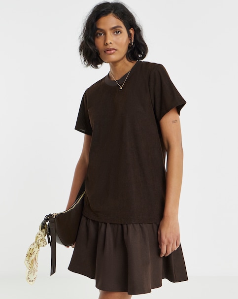 Simply Be Cord Hybrid Short Sleeve Mini T-Shirt Dress