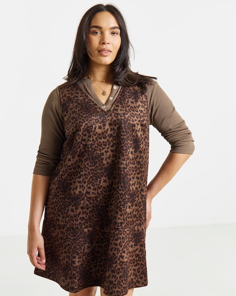 New In - Simply Be Leopard Suedette Mini Dress