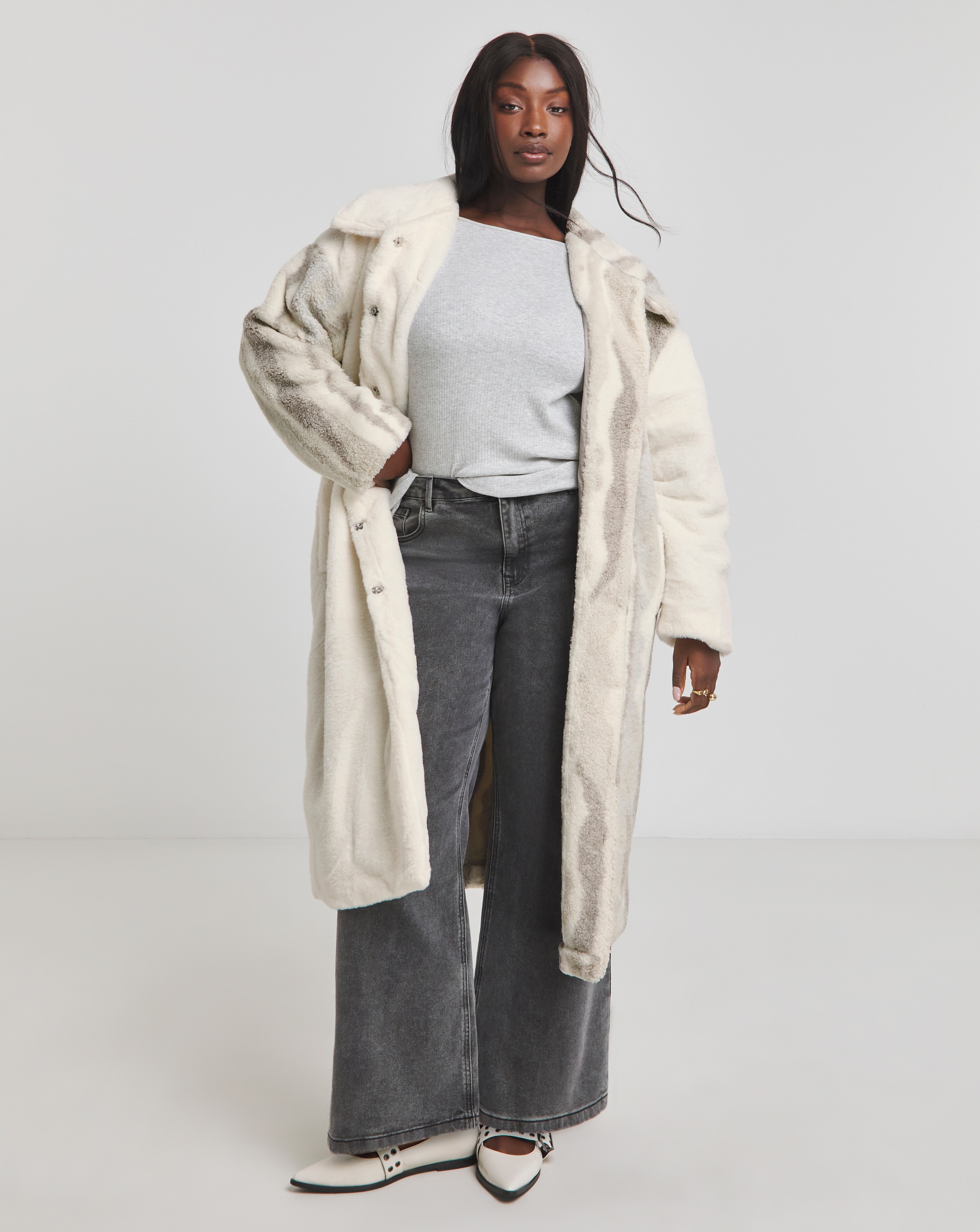 Native Youth Sherpa And Faux Fur Coat