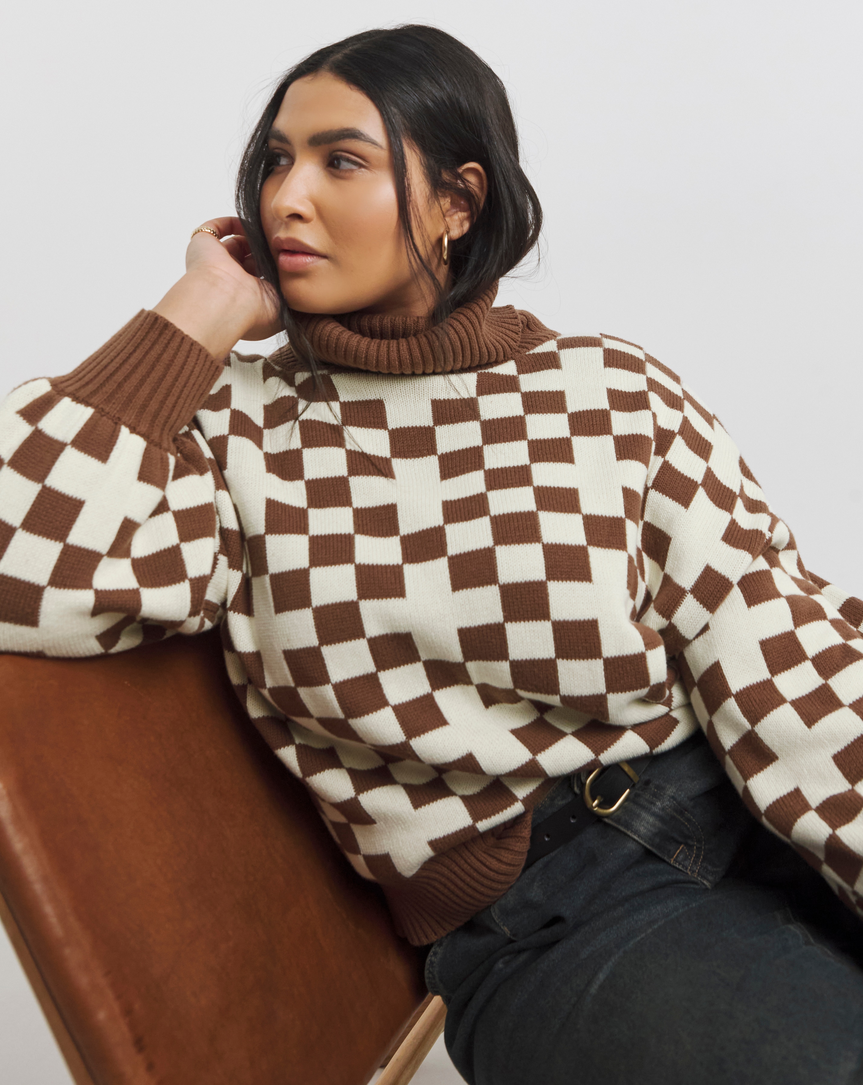 Native Youth Oversized Checkered Jumper
