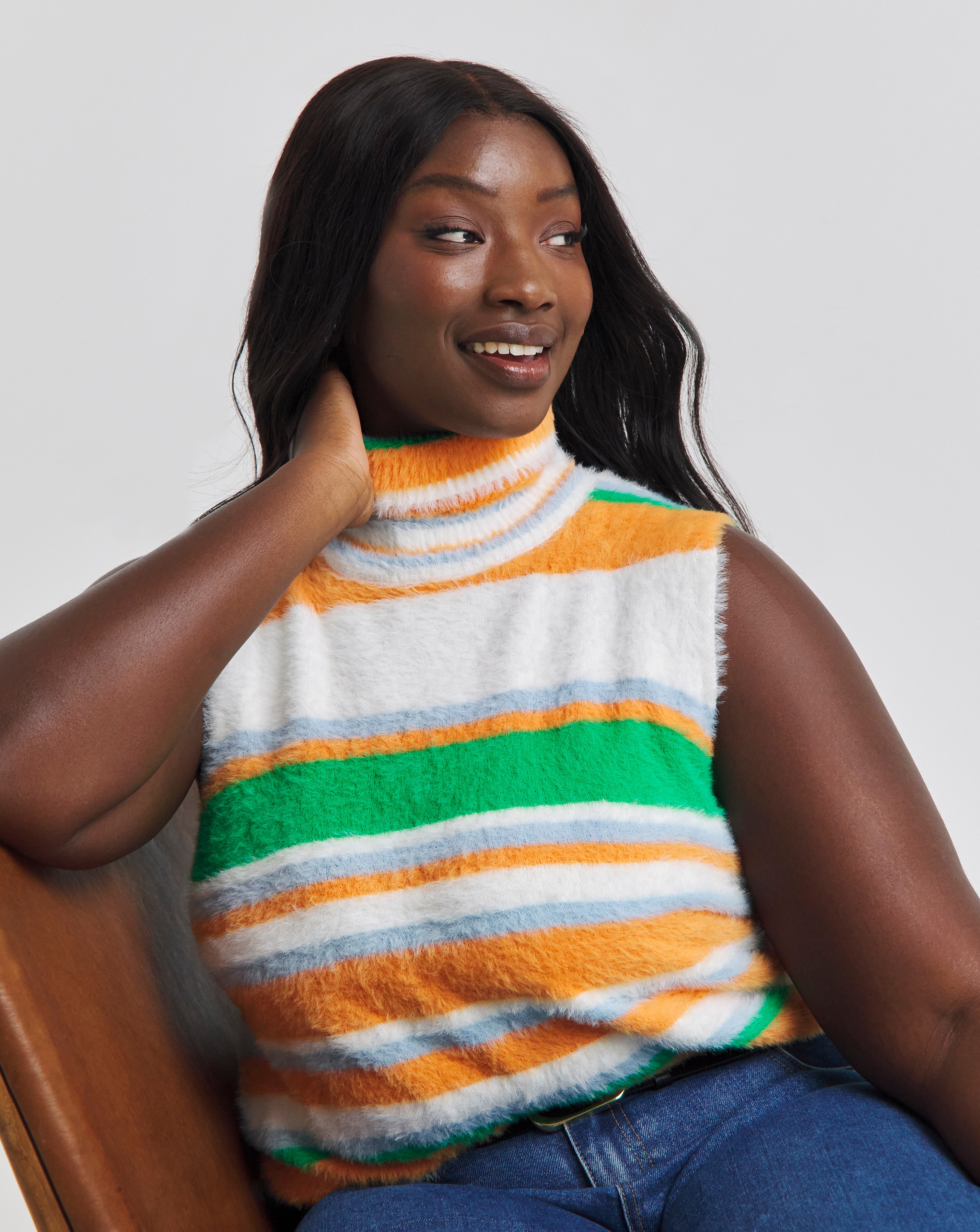 Native Youth Fluffy Roll Neck Vest