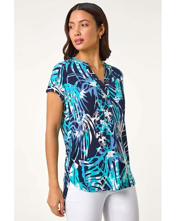 Roman Textured Abstract Print Top