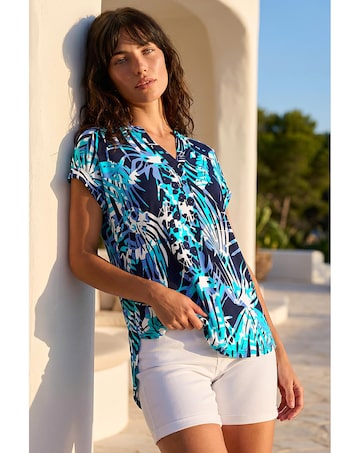 Roman Textured Abstract Print Top
