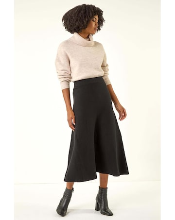 Roman Plain Elastic A Line Midi Skirt