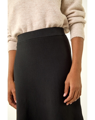 Roman Plain Elastic A Line Midi Skirt