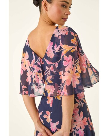 Roman Petite Floral Print Cape Dress