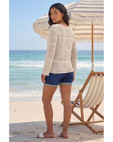 Roman Crochet Tie Front Tunic Top