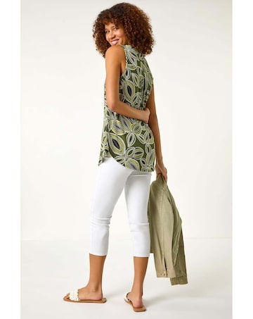 Roman Textured Leaf Print Vest Top