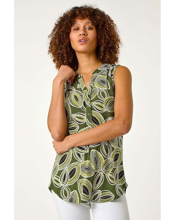 Roman Textured Leaf Print Vest Top