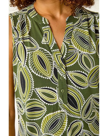 Roman Textured Leaf Print Vest Top