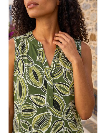 Roman Textured Leaf Print Vest Top