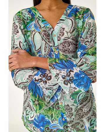 Roman Paisley V-Neck Blouse