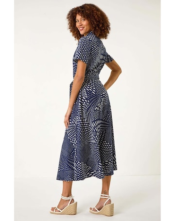 Roman Spot Print Shirt Midi Dress