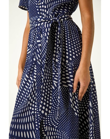 Roman Spot Print Shirt Midi Dress