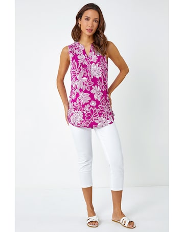 Roman Textured Floral Sleeveless Top