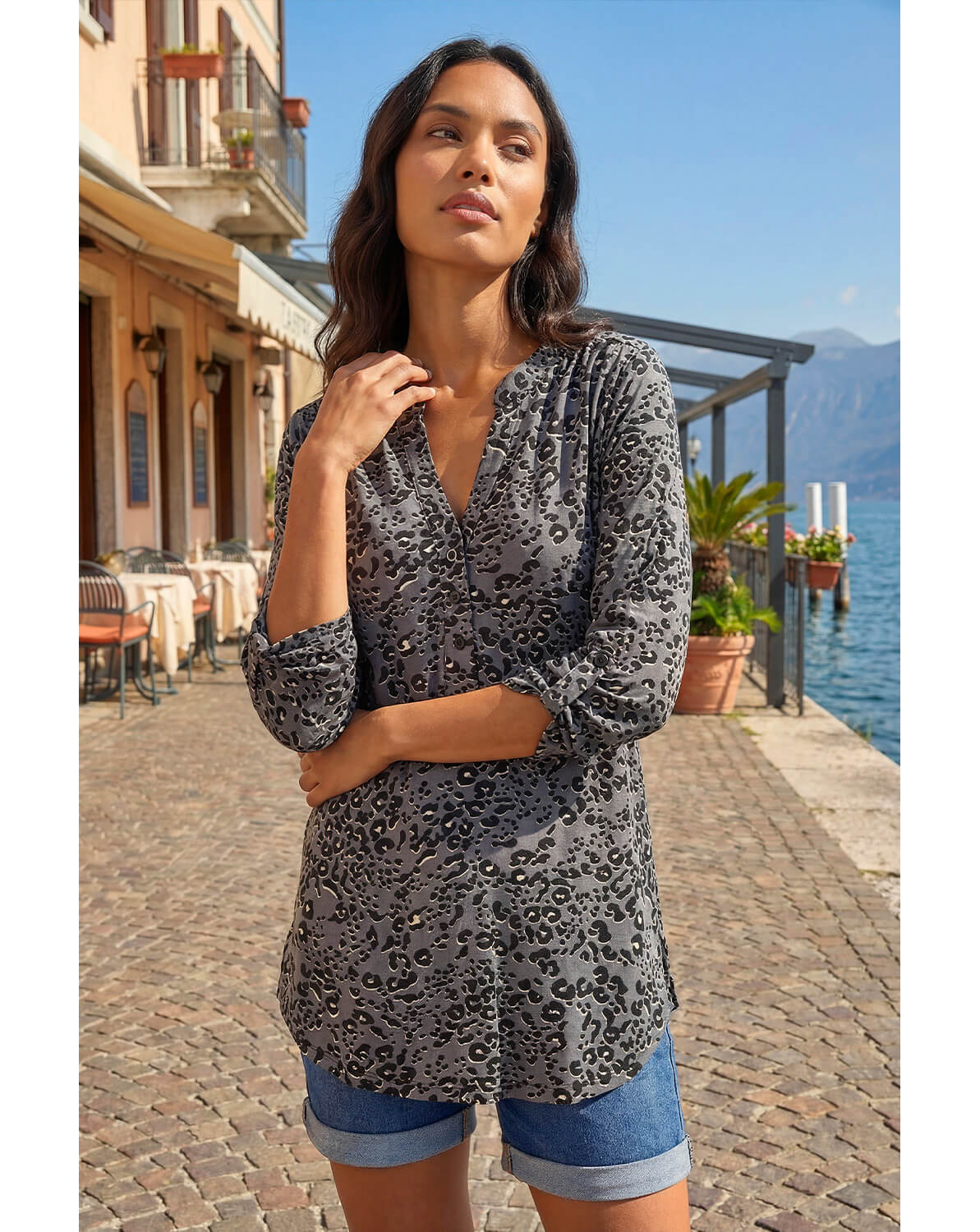 New In - Roman Animal Print Stretch Blouse