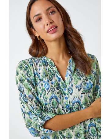 Roman Aztec Burnout Relaxed Tunic Top