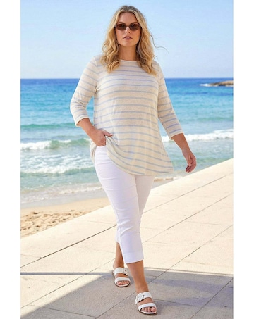 Roman Curve Stripe Print Tunic Top