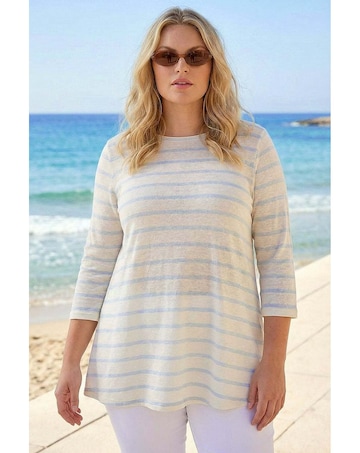 Roman Curve Stripe Print Tunic Top