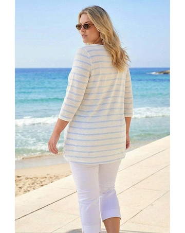 Roman Curve Stripe Print Tunic Top
