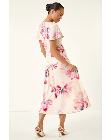 Roman Petite Floral Ruched Side Dress