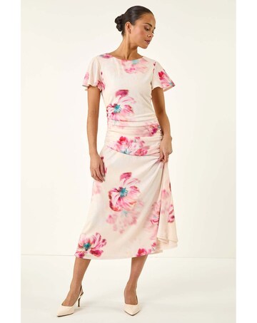 Roman Petite Floral Ruched Side Dress
