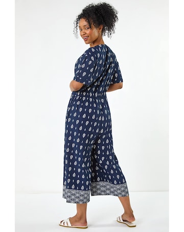 Roman Petite Print Cropped Jumpsuit