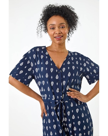 Roman Petite Print Cropped Jumpsuit