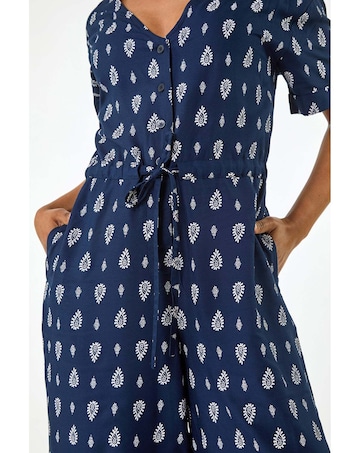 Roman Petite Print Cropped Jumpsuit