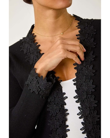 Roman Lace Trim Knit Cardigan