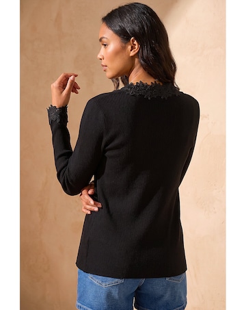 Roman Lace Trim Knit Cardigan