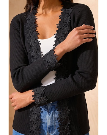 Roman Lace Trim Knit Cardigan