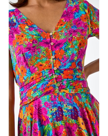 Roman Floral Ruched Waist Maxi Dress